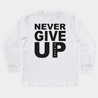 Mo Salah Never Give Up Black Kids Long Sleeve T-Shirt